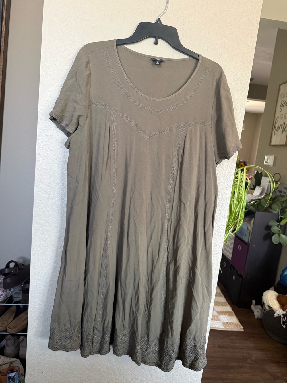 torrid Olive Decorative Trim Short Sleeve Tunic Dress